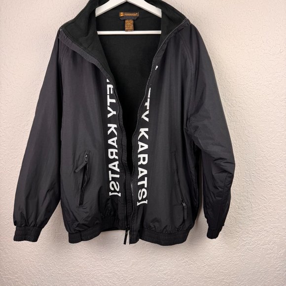 Harriton Jacket Mens Medium Fifty Karats Make Money Not Friends Full Zip Black - Picture 2 of 8